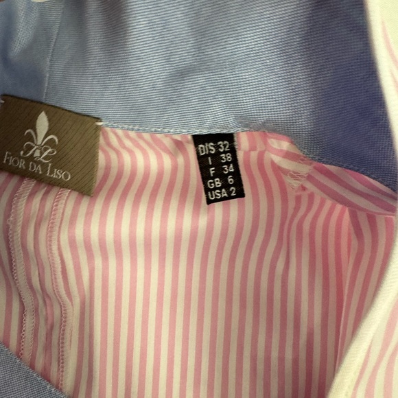 NWD Fior Da Liso Kara Button Shirt Women’s US 2 Pink Striped Cotton Blend New - Picture 4 of 16